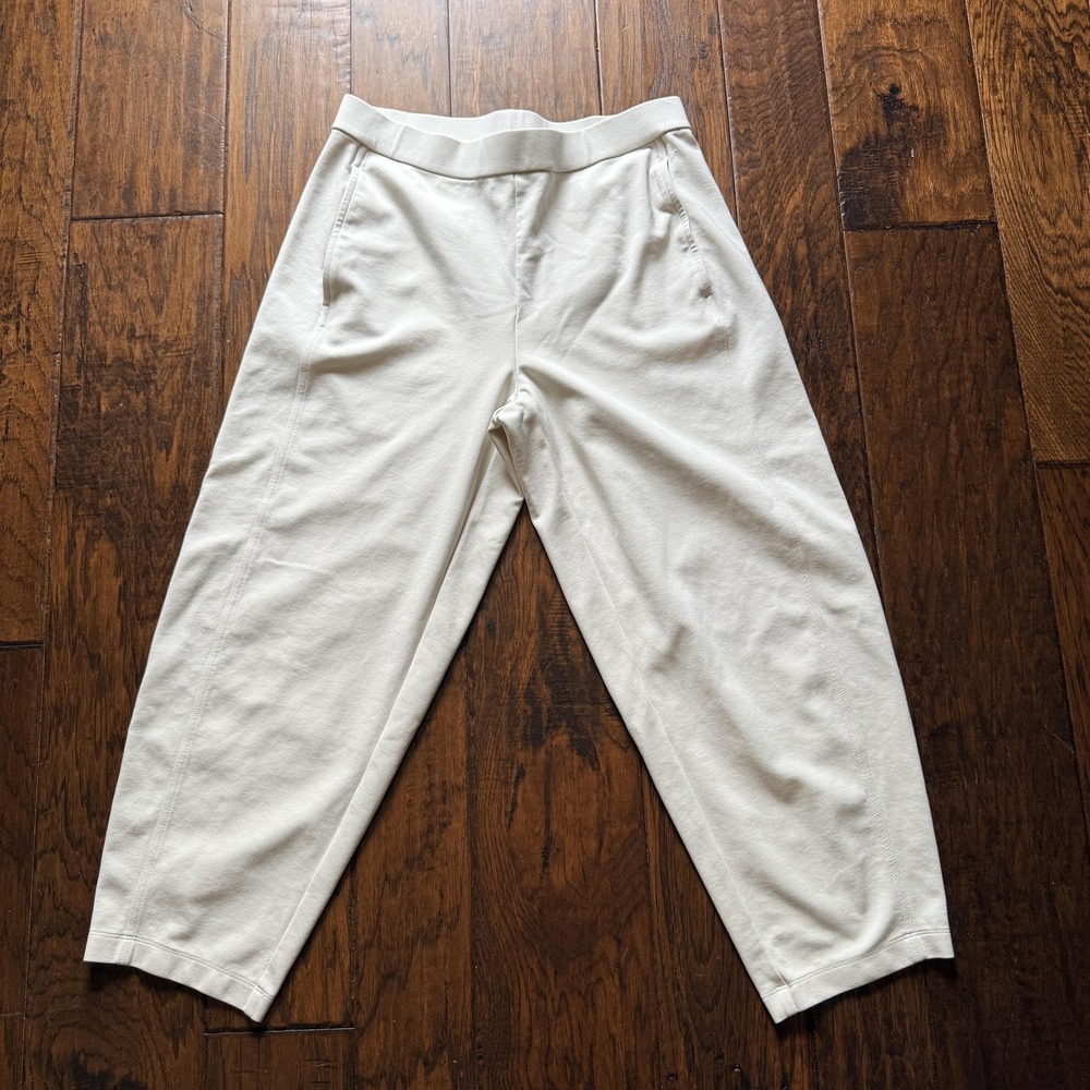 Eileen Fisher Pants Womens Petite M cream Cropped barrel / tapered Pull On